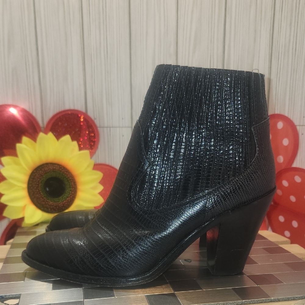 Ash Black Textured Ankle Booties - Picture 5 of 8